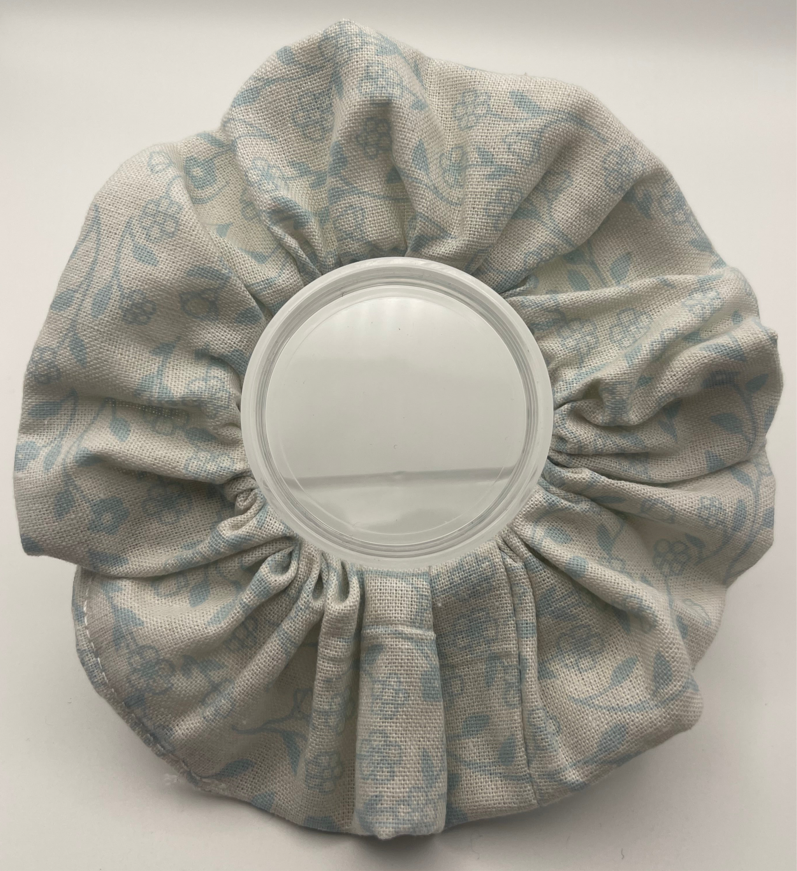 White and Blue Floral Scrunchie