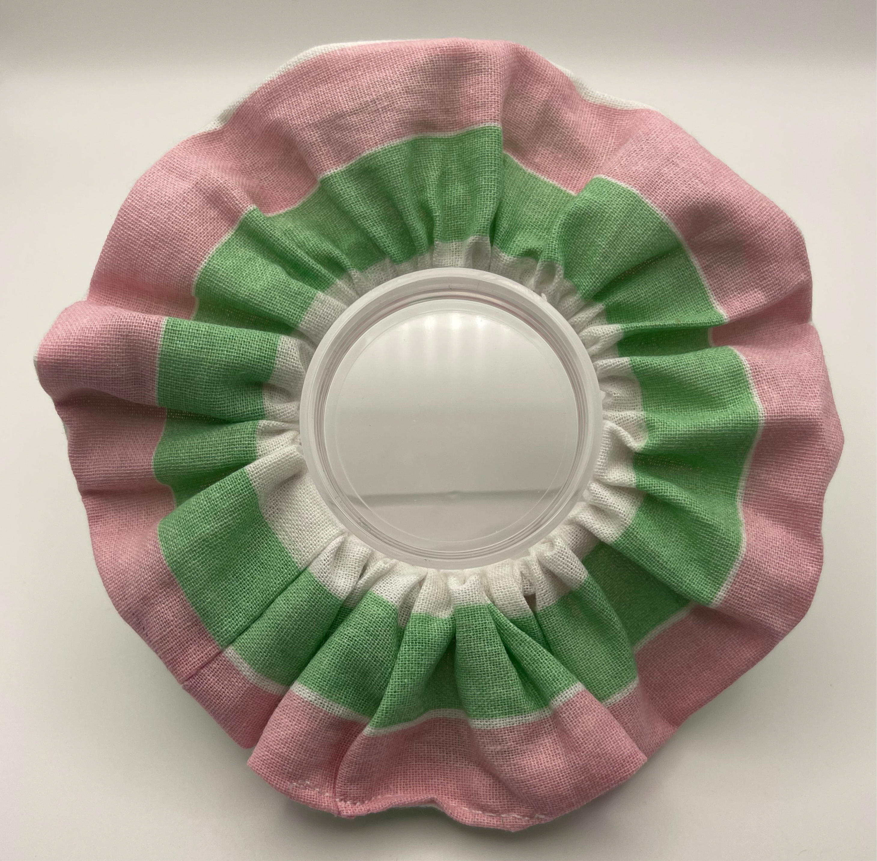 Pink And Green Striped Scrunchie